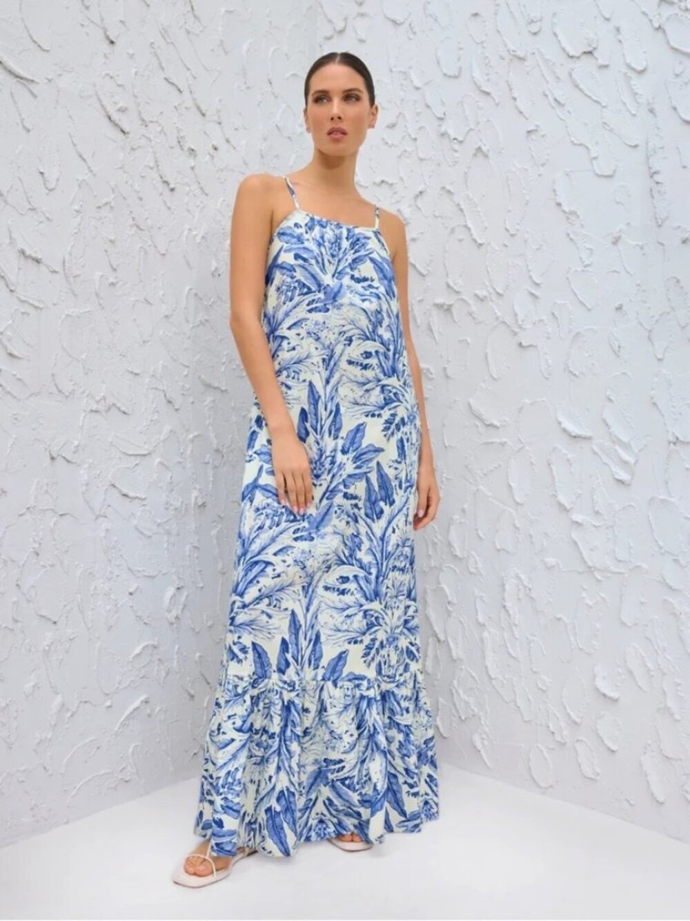 Diarrablu Printed Cotton Poplin Fari Dress Toile Blu Womens Size Small